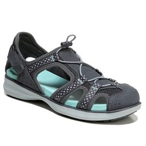 Dr. Scholl’s Women’s Cancun Gray and Mint Fisherman Sandals, Size 6.5